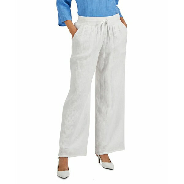 ジェイエムコレクション レディース カジュアルパンツ ボトムス Women 039 s Wide Leg Gauze Pants, Created for Macy 039 s Bright White