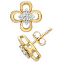 bvh Y sAXECO ANZT[ Diamond Flower Stud Earrings (1/10 ct. t.w.) in 14k Gold, Created for Macy's Yellow Gold