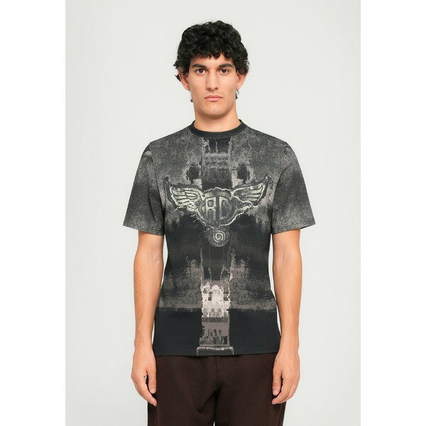 ロベルトカヴァリ メンズ Tシャツ トップス LOGO PRINT - Print T-shirt - grey/black