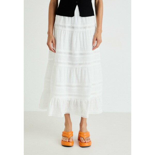 ジーナ トリコット レディース スカート ボトムス BRODERIE SKIRT - Maxi skirt - white
