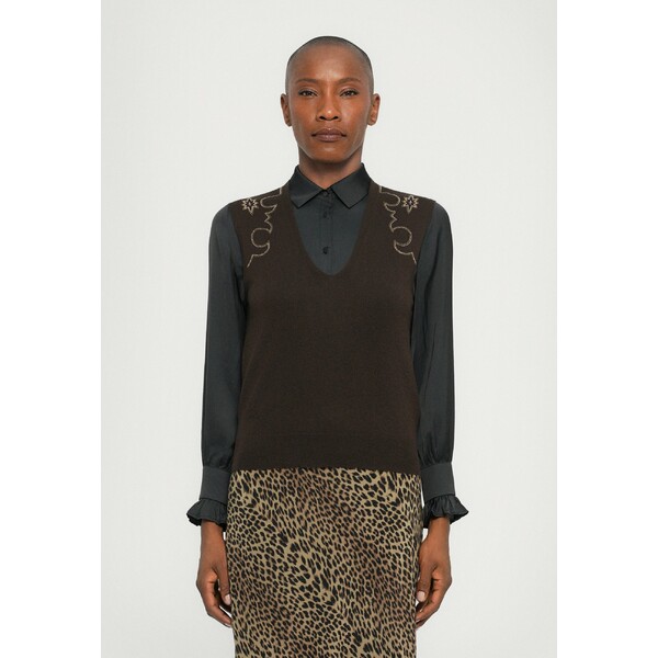 ザディグ エ ヴォルテール レディース ジャケット＆ブルゾン アウター VICKY - Waistcoat - dark chocolate