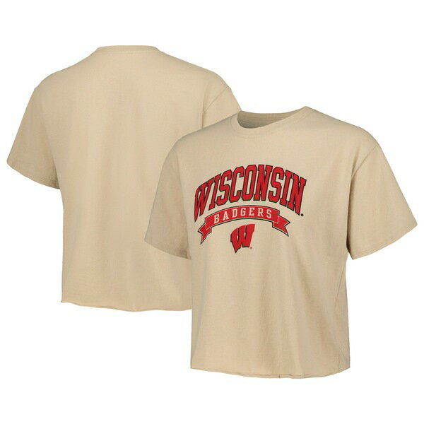 リーグカレッジエイトウェア レディース Tシャツ トップス Wisconsin Badgers League Collegiate Wear Women 039 s Banner Clothesline Cropped TShirt Tan