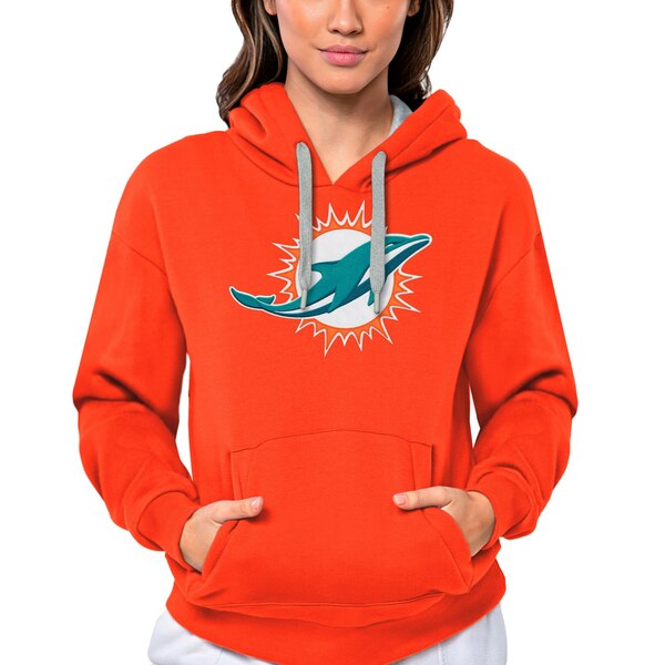 アンティグア レディース パーカー・スウェットシャツ アウター Miami Dolphins Antigua Women's Victory Logo Pullover Hoodie Orange