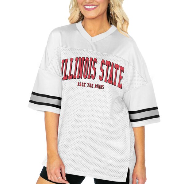 ゲームデイ レディース Tシャツ トップス Illinois State Redbirds Gameday Couture Women's Option Play Oversized Mesh Fashion Jersey White