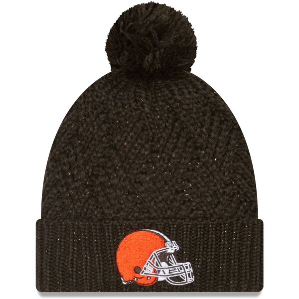 ニューエラ レディース 帽子 アクセサリー Cleveland Browns New Era Women's Brisk Cuffed Knit Hat with Pom Brown