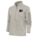 アンティグア レディース パーカー・スウェットシャツ アウター Philadelphia Flyers Antigua Women's Team Logo Fortune QuarterZip Jacket Oatmeal