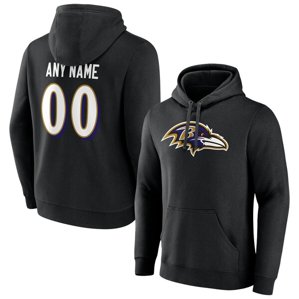 ファナティクス メンズ パーカー・スウェットシャツ アウター Baltimore Ravens Team Authentic Personalized Name & Number Pullover Hoodie Black