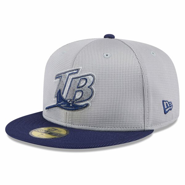 ニューエラ メンズ 帽子 アクセサリー Tampa Bay Rays New Era 2025 Batting Practice 59FIFTY Fitted Hat Gray/Navy