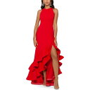 ベッツィ アンド アダム レディース ワンピース トップス Tiered Ruffles Scuba Crepe Gown Red