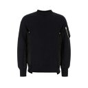 サカイ メンズ ニット&セーター アウター Panelled-design Crewneck Sweatshirt 002 BLACK X BLACK