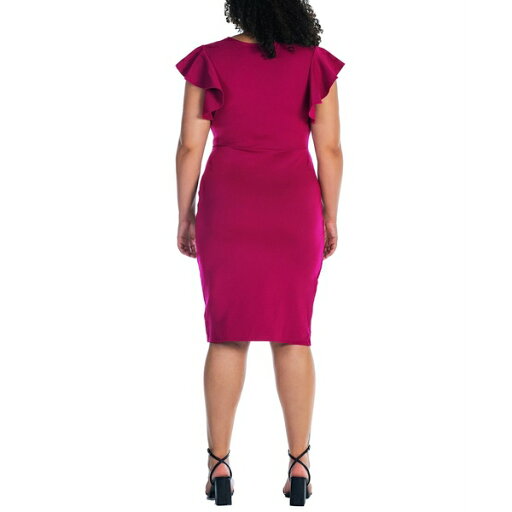 24セブンコンフォート レディース ワンピース トップス Plus Size V-neck Knee Length Dress Magenta 24セブンコンフォート レディース ワンピース トップス Plus Size V-neck Knee Length Dress Magenta