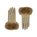 マーカスアドレール レディース 手袋 アクセサリー Chevron Faux Fur Cuff Touchscreen Jersey Glove Camel