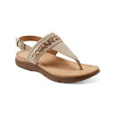 イージースピリット レディース サンダル シューズ Women's Monte Round Toe Thong Strap Sandals Light Natural/Gold
