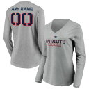 ファナティクス レディース Tシャツ トップス New England Patriots Fanatics Branded Women's Personalized Name & Number Evanston Stencil Long Sleeve VNeck TShirt Gray