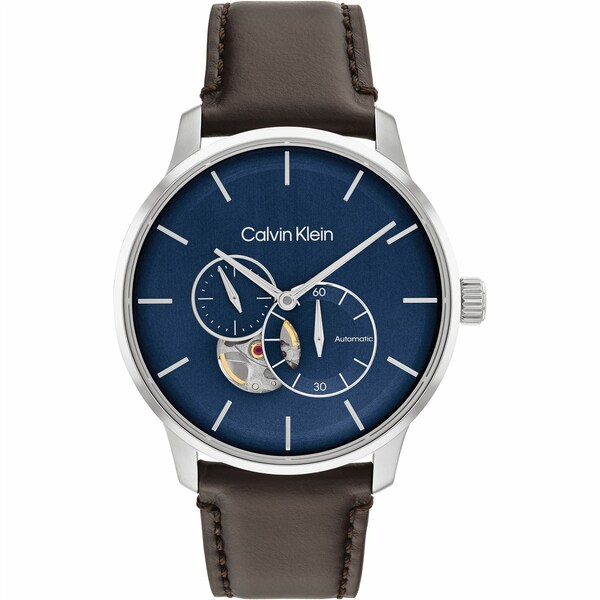 【送料無料】 カルバンクライン レディース 腕時計 アクセサリー Gents Calvin Klein Leather Strap Watch Blue/Brown