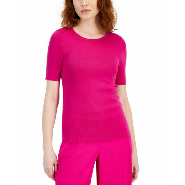 タハリエーエスエル レディース カットソー トップス Women's Short-Sleeve Crewneck T-Shirt Sweater Shocking Pink