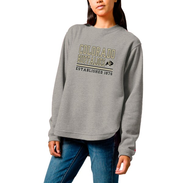 リーグカレッジエイトウェア レディース パーカー・スウェットシャツ アウター Colorado Buffaloes League Collegiate Wear Women's Victory Springs TriBlend Fleece Pullover Sweatshirt Heather Gray