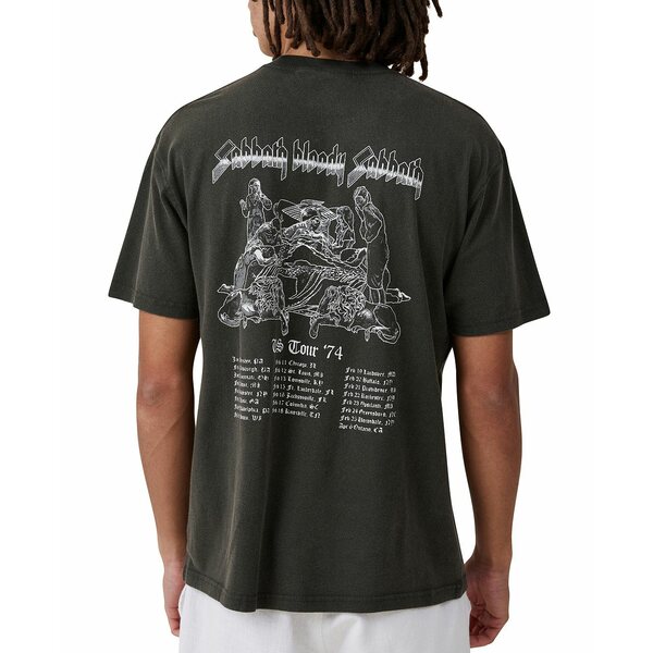 楽天astyコットンオン メンズ Tシャツ トップス Men's Premium Loose Fit Music T-shirt Washed Black, Black Sabbath