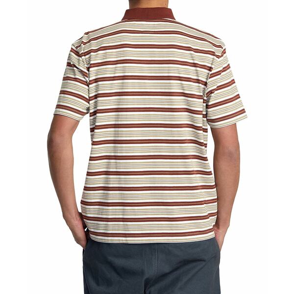 [J Y |Vc gbvX Men's Uptown Stripe Short Sleeve Polo Shirt Antique White