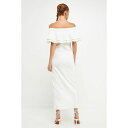 GhX[Y fB[X s[X gbvX Women's Off the Shoulder Ruffle Maxi Dress with Leg Slit White