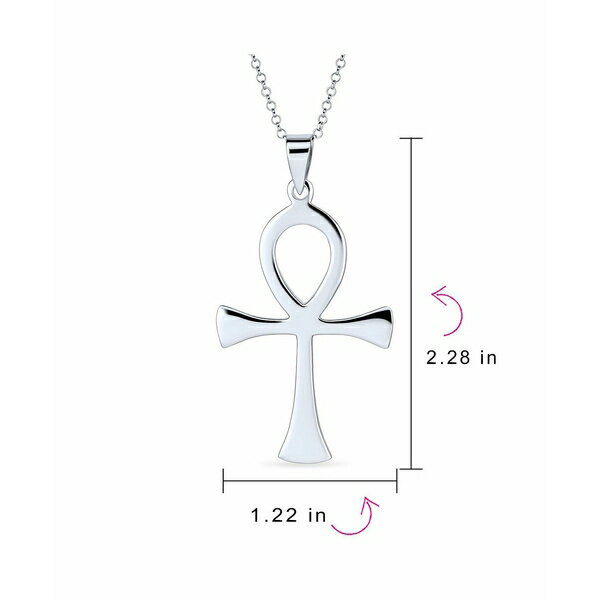uO fB[X lbNXE`[J[Ey_ggbv ANZT[ Large Classic Men's Large Key To Life Egyptian Ankh Cross Pendant Necklace For Men Polished .925 Sterling Silver Silver