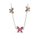 X^[OtH[Go[ fB[X lbNXE`[J[Ey_ggbv ANZT[ Silver-Tone or Gold-Tone Pink Cubic Zirconia Butterfly Charm Caria Necklace Silver