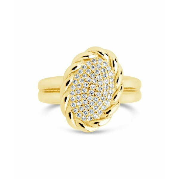 スターリングフォーエバー レディース リング アクセサリー Silver-Tone or Gold-Tone Cubic Zirconia Detailed Statement Galette Ring Gold