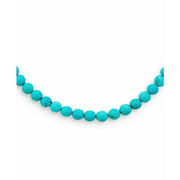 ブリング レディース ネックレス チョーカー ペンダントトップ アクセサリー Blue Faceted Stabilized Turquoise Round Gem Stone 10MM Bead Strand Necklace Western Jewelry For Women Silver Plated Clasp 16 Inch Blue turquoise