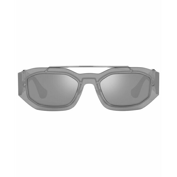ヴェルサーチ ヴェルサーチ メンズ サングラス・アイウェア アクセサリー Biggie Unisex Sunglasses, VE2235 Transparent Gray Mirror Silver-Tone