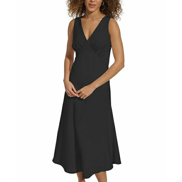 カルバンクライン レディース ワンピース トップス Women's V-Neck Sleeveless Midi Dress Black 3