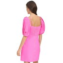 ダナ キャラン ニューヨーク レディース ワンピース トップス Women's Puff-Sleeve Linen-Blend Dress Shocking Pink