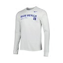 ナイキ レディース Tシャツ トップス Men 039 s White Duke Blue Devils Team Practice Performance Long Sleeve T-shirt White