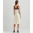 t[ fB[X s[X gbvX Women's Two-Tone Georgette Sleeveless Dress Mascarpone Cream/black