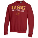 チャンピオン メンズ パーカー・スウェットシャツ アウター USC Trojans Champion Basketball Stack Pullover Crewneck Sweatshirt Cardinal