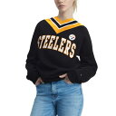 【送料無料】 トミー ヒルフィガー レディース シャツ トップス Pittsburgh Steelers Tommy Hilfiger Women's Heidi Raglan VNeck Sweater Black