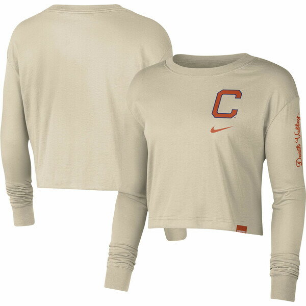 ナイキ レディース Tシャツ トップス Clemson Tigers Nike Women 039 s Varsity Letter Long Sleeve Crop Top Cream