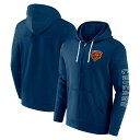  ファナティクス メンズ パーカー・スウェットシャツ アウター Chicago Bears Fanatics Branded Offensive Lineup Hoodie FullZip Hoodie Navy