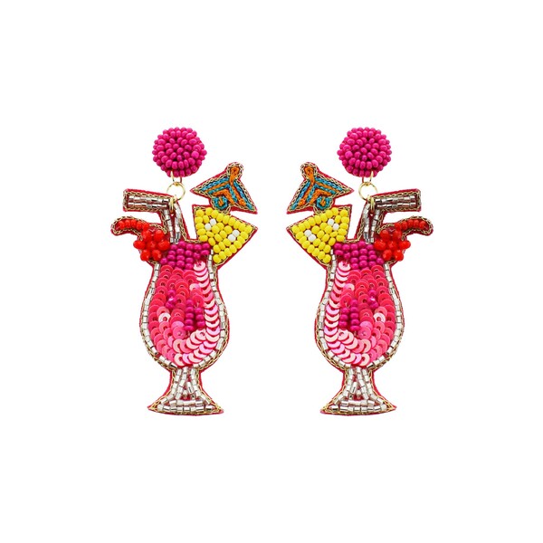 パナセラ レディース ピアス＆イヤリング アクセサリー Sequin & Beaded Summer Drink Dangle Earrings Pink