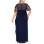 エスケープ レディース ワンピース トップス Plus Size Beaded Illusion Gown Navy