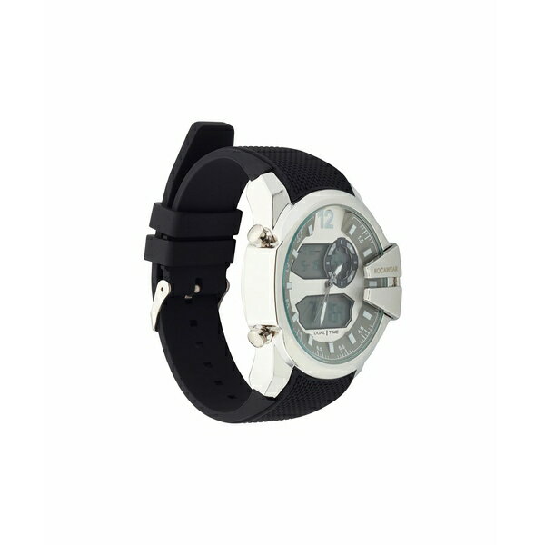 ロカウェア レディース 腕時計 アクセサリー Men s Analog-Digital Black Silicone Strap Watch 51mm Silver Black