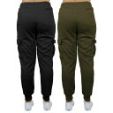 ギャラクシーバイハルビック レディース カジュアルパンツ ボトムス Women 039 s Heavyweight Loose Fit Fleece Lined Cargo Jogger Pants Set, 2 Pack Black, Olive