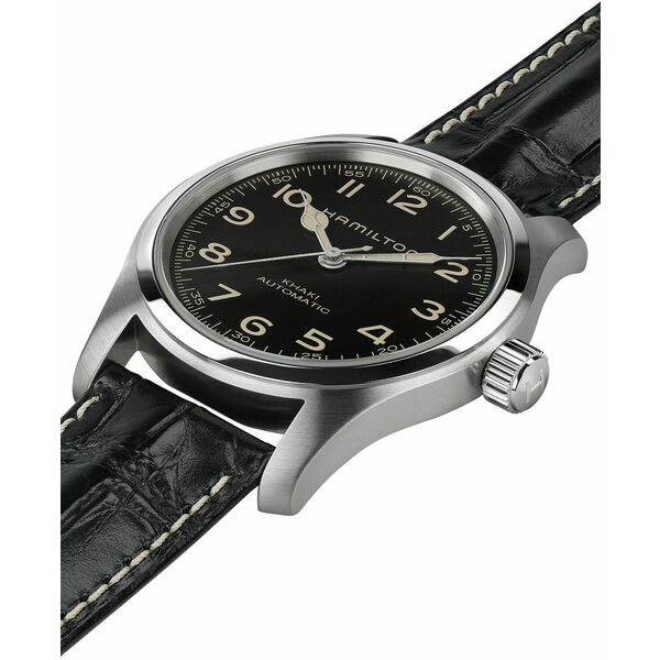 ハミルトン カーキ 腕時計（レディース） ハミルトン レディース 腕時計 アクセサリー Mens Swiss Automatic Khaki Field Murph Black Leather Strap Watch 42mm Black