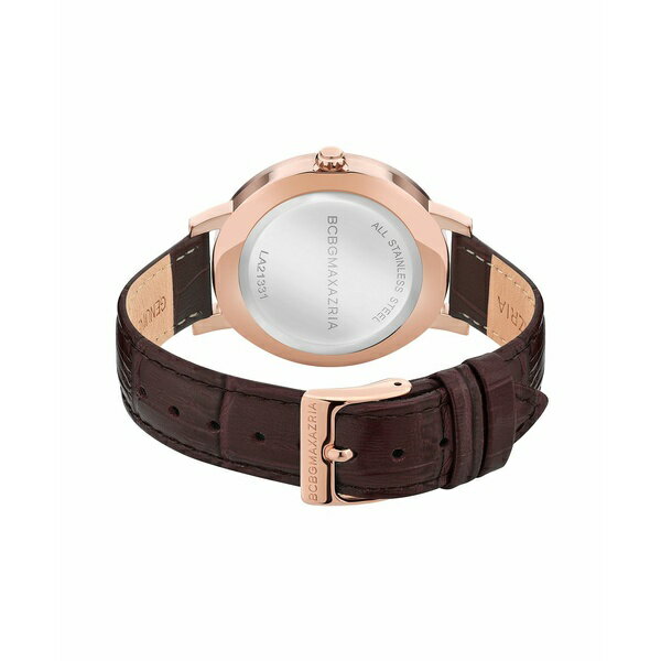 ビーシービージーマックスアズリア レディース 腕時計 アクセサリー Women s Floral Dial Brown Genuine Leather Strap Watch 38mm Brown