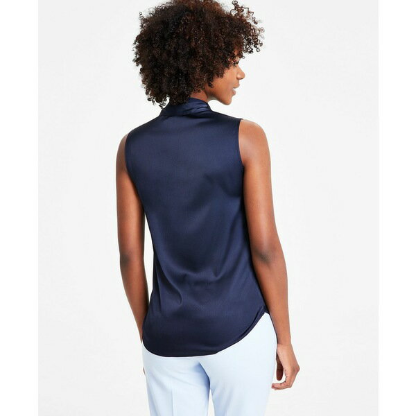 バースリー レディース シャツ トップス Women 039 s Tie-Neck Sleeveless Satin Blouse, Created for Macy 039 s Bar Navy