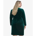 ダナ キャラン ニューヨーク レディース ワンピース トップス Plus Size Velvet Long-Sleeve Cutout Dress Hunter