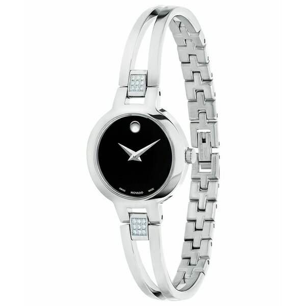 モバド モバド レディース 腕時計 アクセサリー Women's Swiss Amorosa Diamond-Accent Stainless Steel Bangle Bracelet Watch 24mm Silver/Black