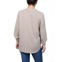 ニューヨークコレクション レディース シャツ トップス Women's Roll Tab Sleeve Blouse with Pockets Oxford Tan