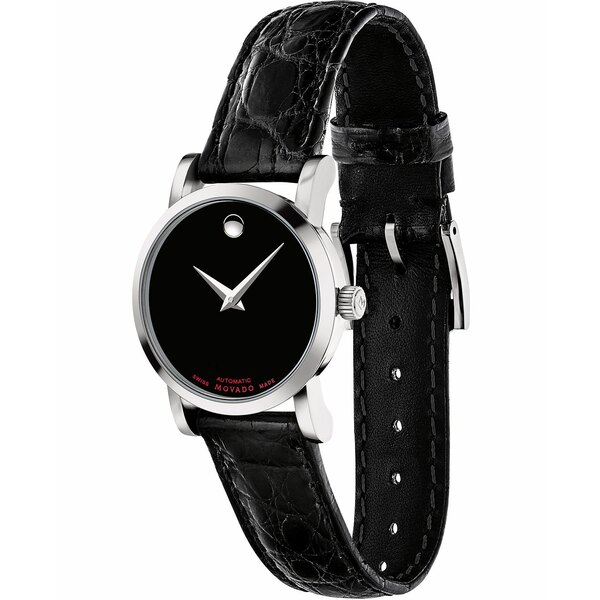 モバド モバド レディース 腕時計 アクセサリー Women's Swiss Automatic Red Label Black Leather Strap Watch 26mm Black