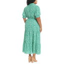 h^CX fB[X s[X gbvX Plus Size Floral-Print Tiered Maxi Dress Jade/White