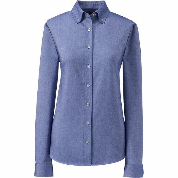 ランズエンド レディース シャツ トップス Women 039 s School Uniform Long Sleeve Oxford Dress Shirt French blue